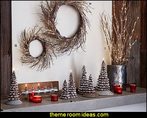 Lighted Icy Wreaths & Branches  Rustic Christmas decorating ideas - rustic Christmas decorations - Vintage - Rustic - Country style Christmas decorating - rustic Christmas decor - Christmas stockings