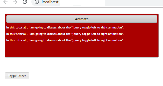 Jquery Toggle left to right animation , Implemetnt eaisly
