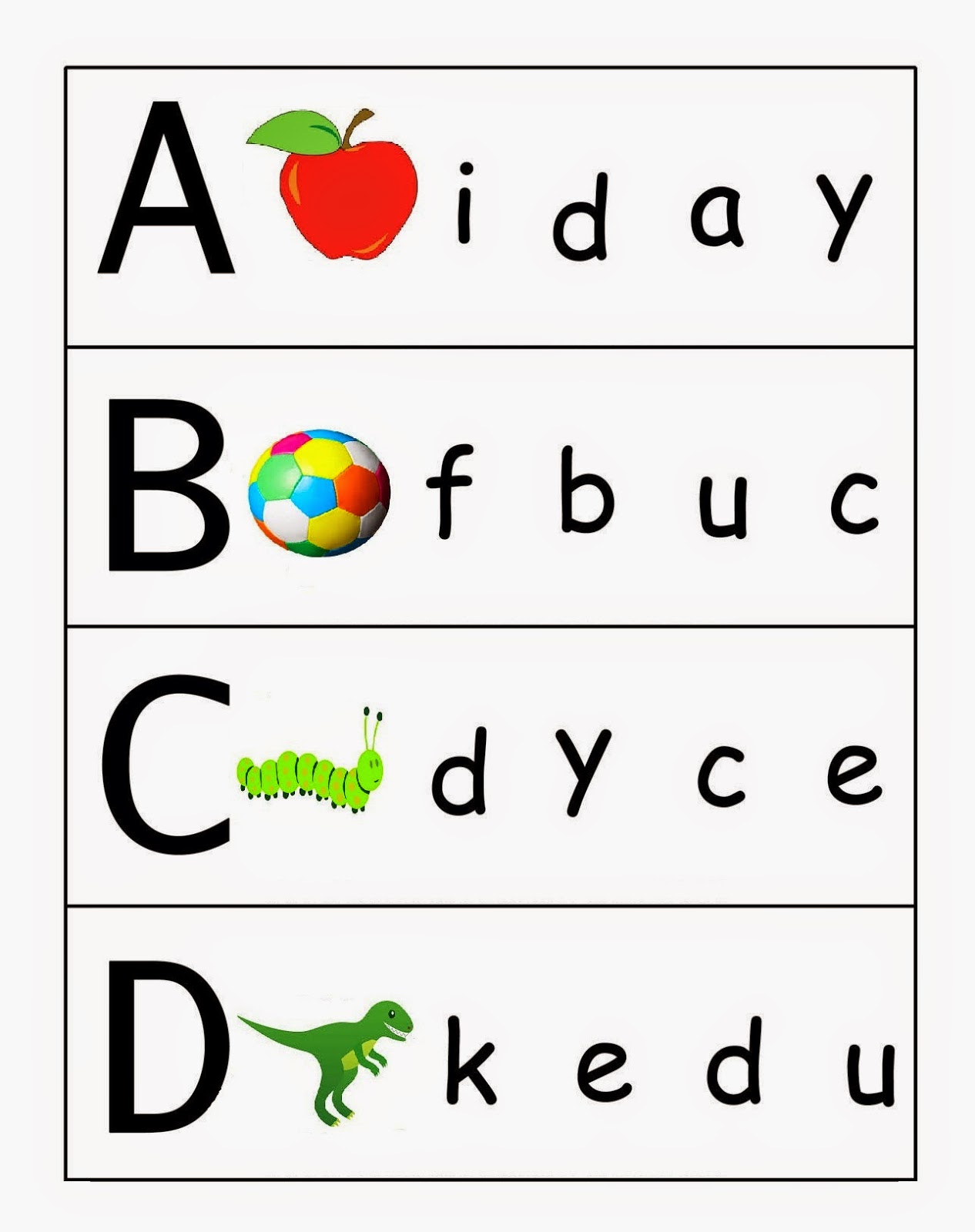 Lower And Upper Case Letters Printable