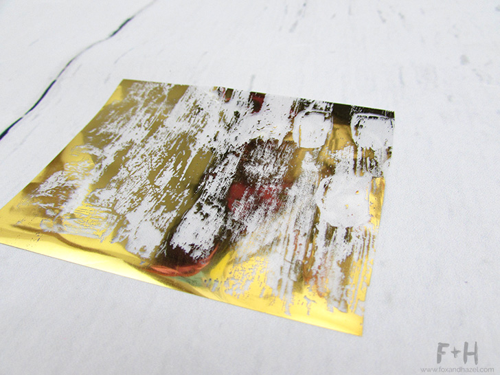 scrap foil printing sheet on white background