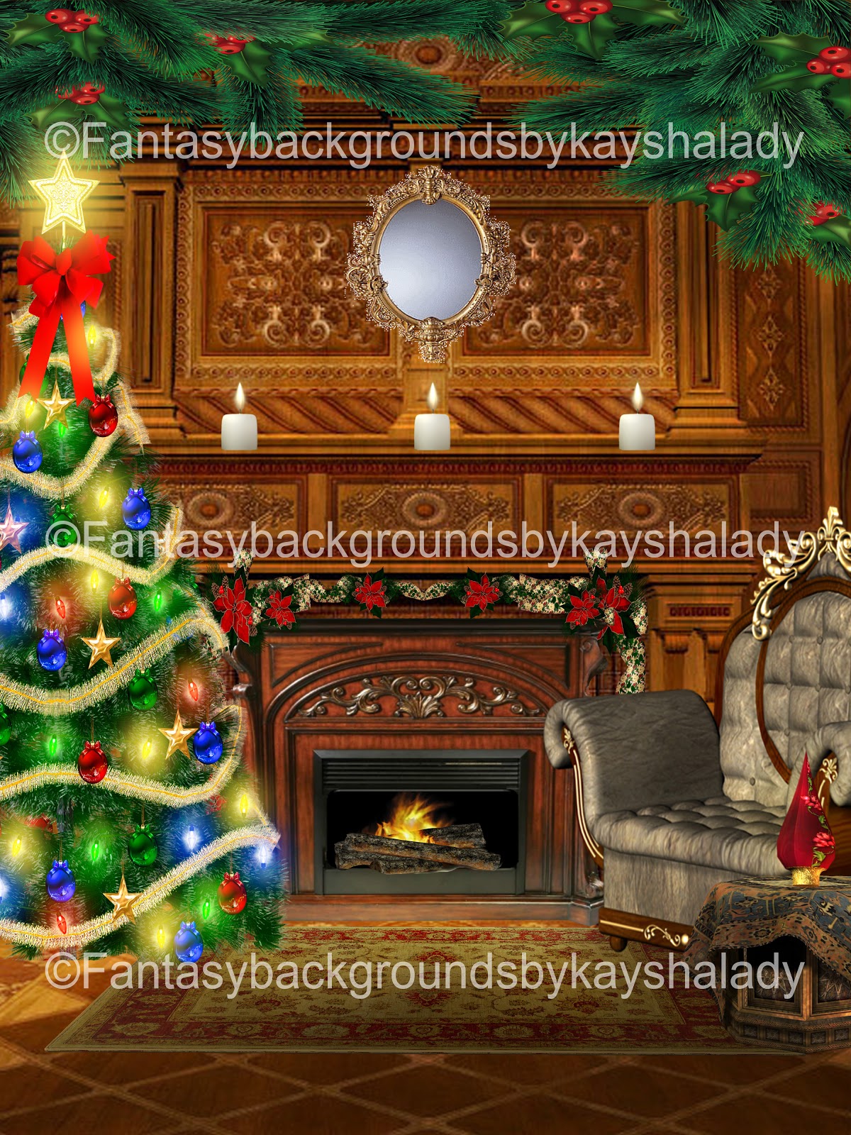 fantasybackgroundsbykayshalady: Christmas Fireplaces Fantasy ...