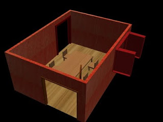 Sala de jantar em 3D vista de cima