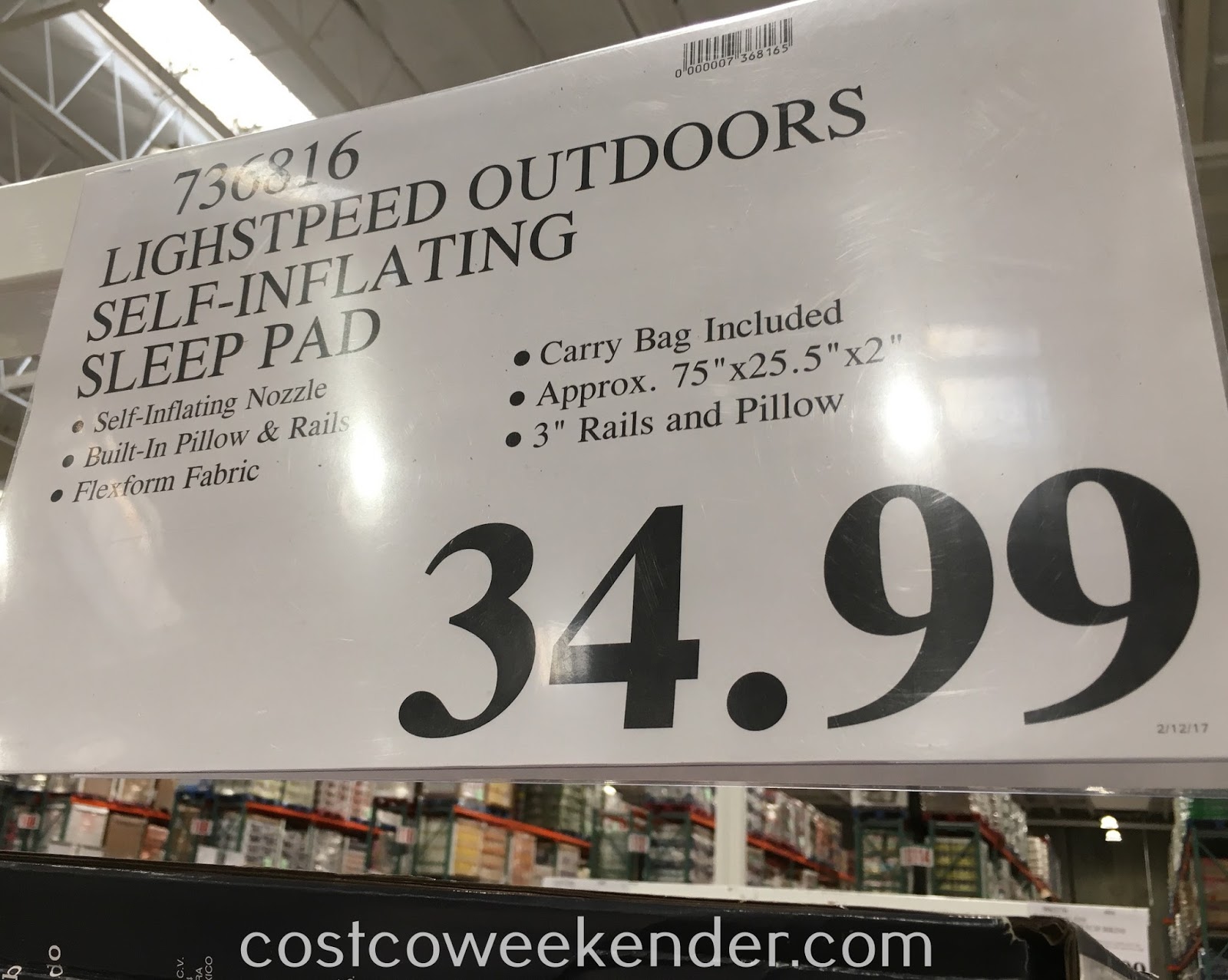 Lightspeed Outdoors Skygazer SelfInflating Sleep Pad Costco Weekender
