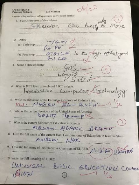 PICTURES: Governor El-Rufai releases teachers’ test papers and they are SHOCKING!!!
