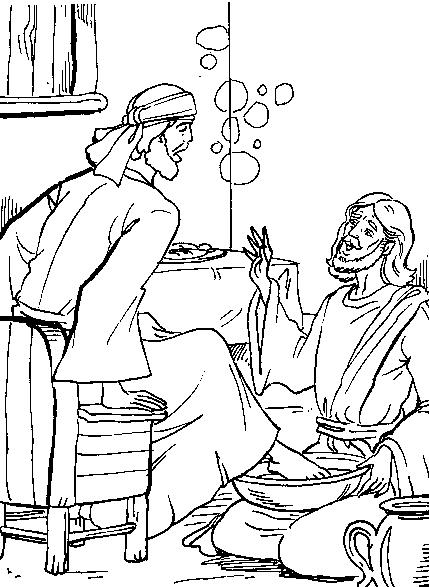 Jesús lava los pies a sus discípulos colorear