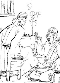 Jesús lava los pies a sus discípulos colorear