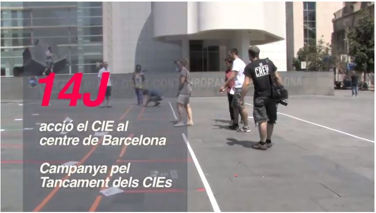 Acció el CIE al centre de Barcelona, juny 2014