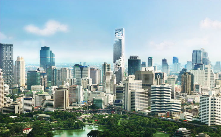 Skyscrapers Maha Nakhon by Ole Scheeren, Bangkok, Thailand
