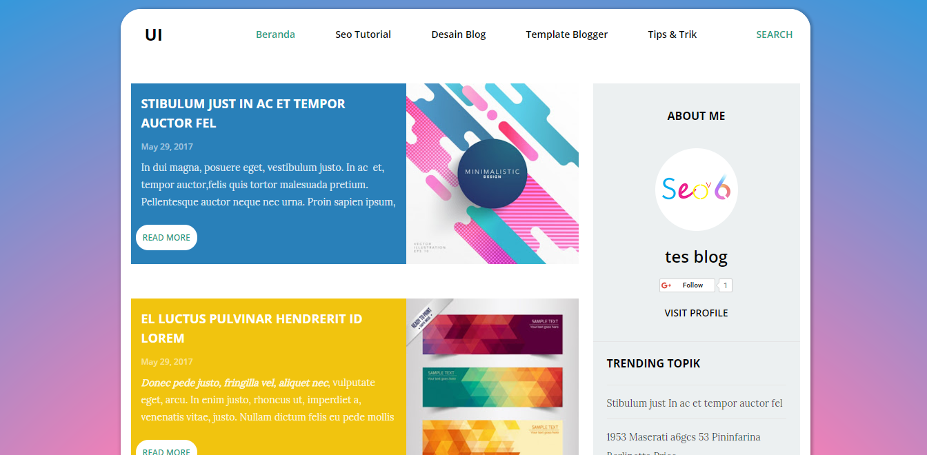 UI Design Template Blog
