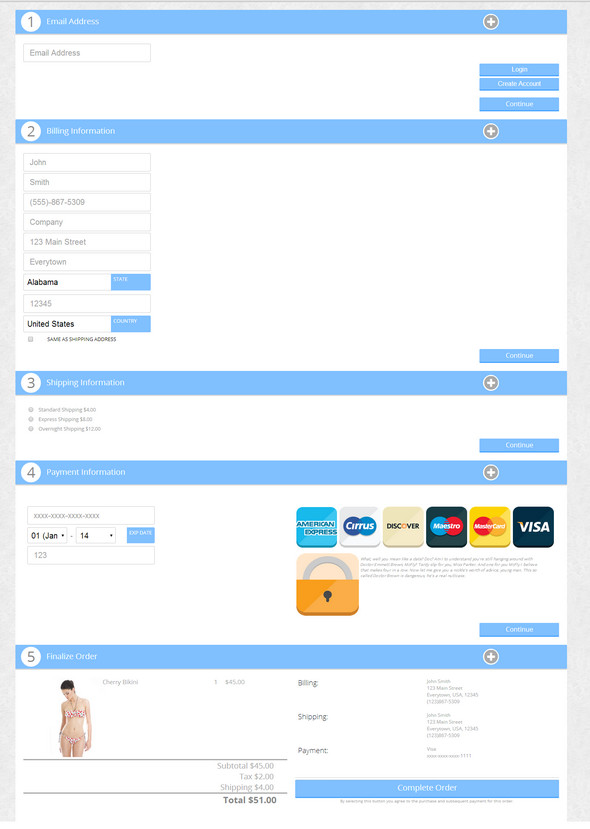 Free HTML5 CSS3 Checkout Forms Templates 2017