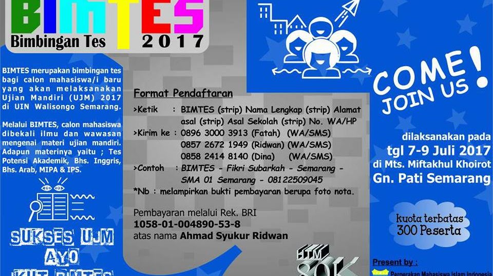 Bimbingan Tes Bimtes Ujian Mandiri Uin Walisongo Semarang Matsan Saga