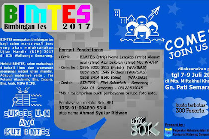 Bimbingan Tes (Bimtes) Ujian Mandiri UIN Walisongo Semarang