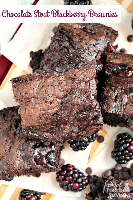 With ooey, gooey chocolate & ribbons of sweet blackberries, these decadent & rich Chocolate Stout Blackberry Brownies are a chocolate lover's dream.