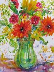 watercolor bouquet spring brilliant abstract painting flower pressed janice trane jones brillant