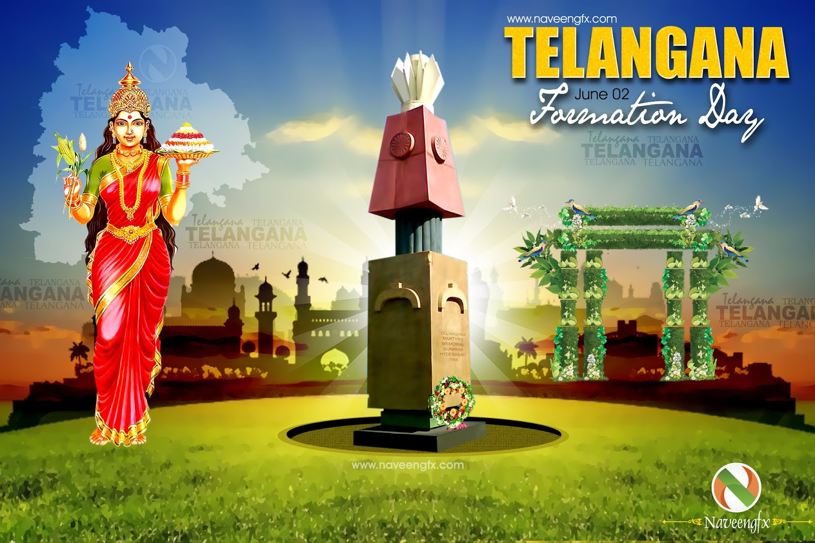 telangana formation day HD poster and wallpapers free downloads naveengfx