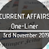 Current Affairs One-Liner: 3rd November 2019