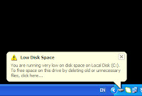 low disk space warning windows xp