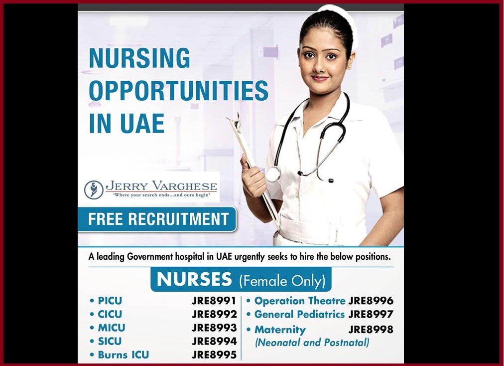 jerry varghese staff nurse recruitment to uae march 2016 healthcare administration jobs with no experience