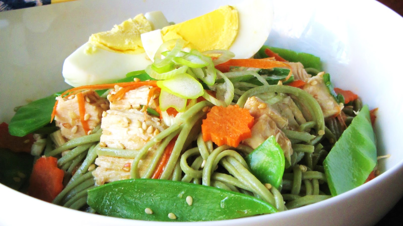 Let's eat......simple! Green Tea Soba Noodle Salad with Sesame Soy Ginger Dressing