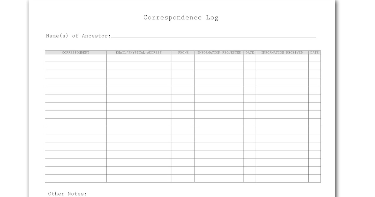 All Bound Together Correspondence Log for Genealogy