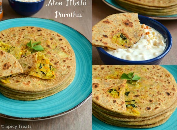 Spicy Treats: Aloo Methi Paratha / Aloo Methi Stuffed Paratha Recipe