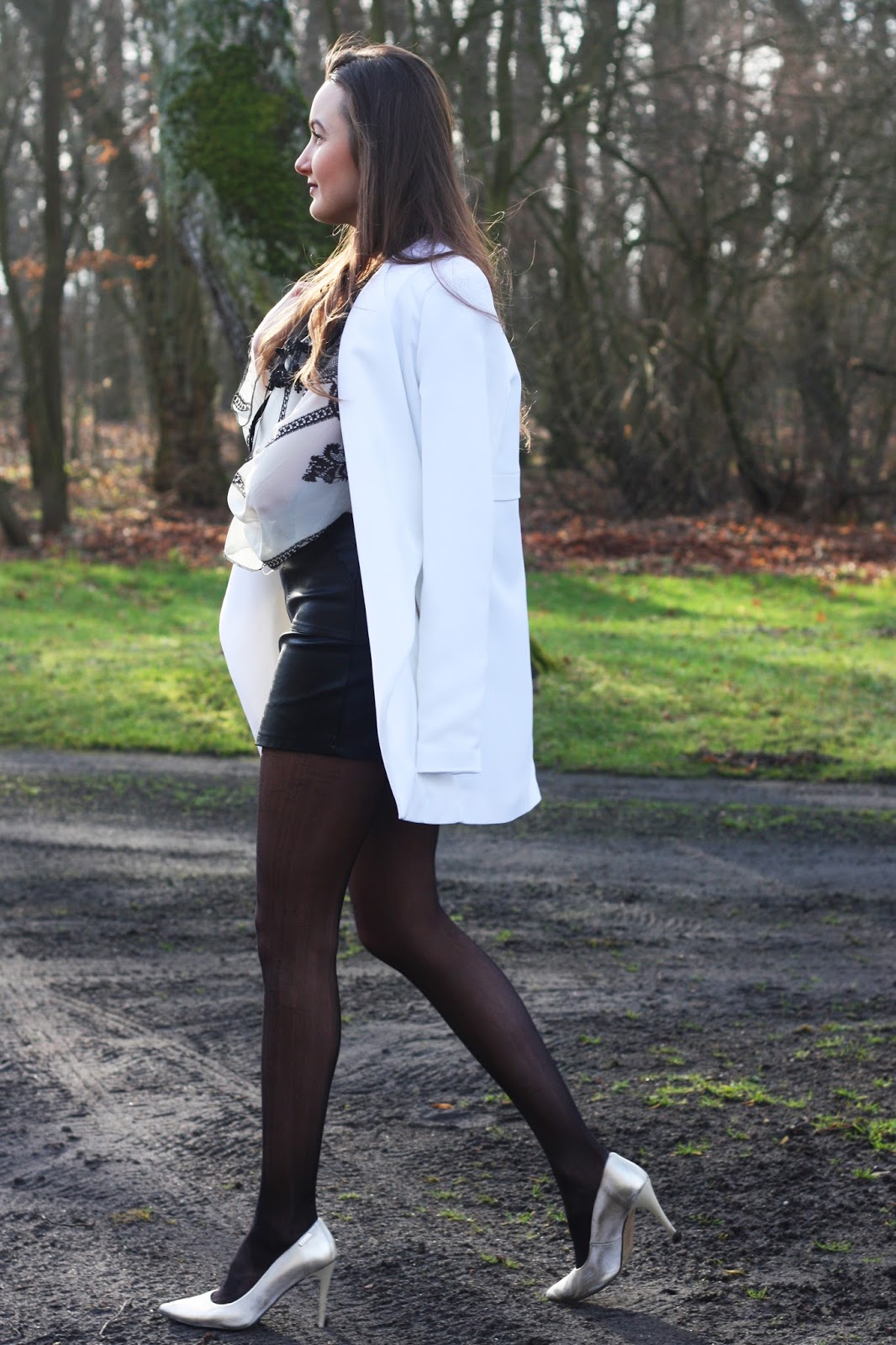 Winter tights Inspiration Leather skirt Fashionmylegs The tights and hosiery blog