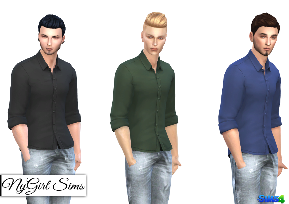 NyGirl Sims 4: Untucked Rolled Sleeve Button Up