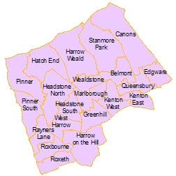 Harrow Map Region Political | Map of London Political Regional