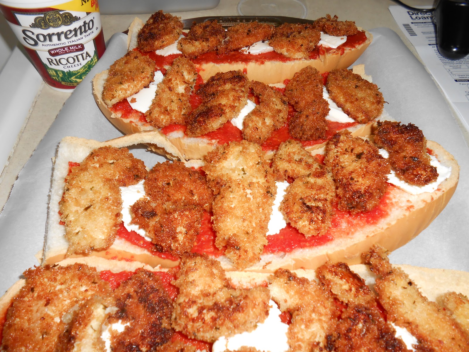 Curts Delectable Creations Chicken Cutlet Ricotta French Bread Open Faced Sandwich Recipe