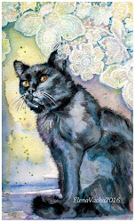 cat sitting cats paintings watercolor window oil ledge painting acrylic elena vacha reasons