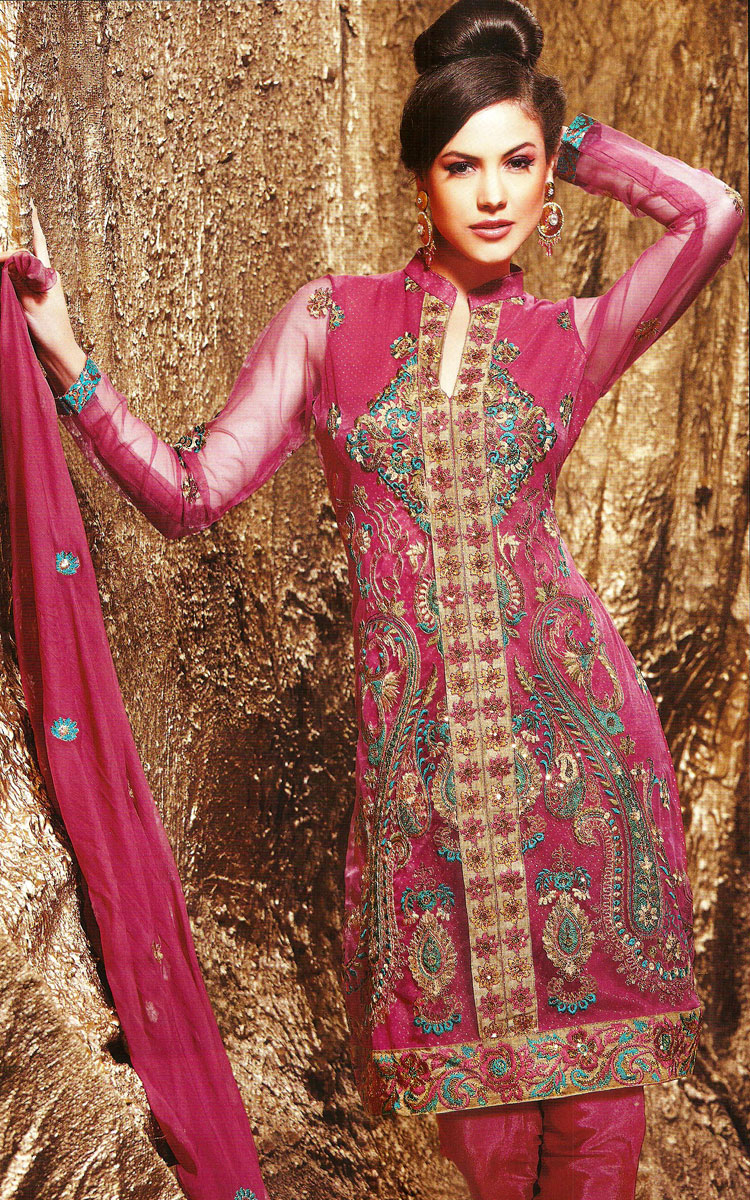 Latest Design Embroidery Chudidar Kameez Suits in 2011 Embroidery