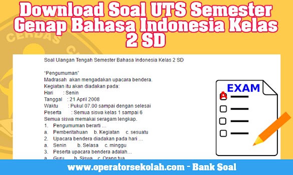 Download Soal Uts Semester Genap Bahasa Indonesia Kelas 2 Sd