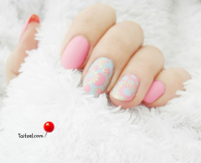 2016 Pantone Colors Rose Quartz-Serenity nail art design - manichiura cu oja roz si bleu