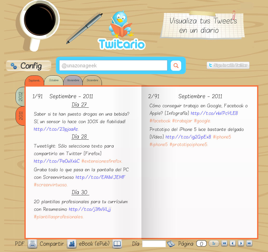 Hacer un diario con tus Tweets o los de otro Twittero