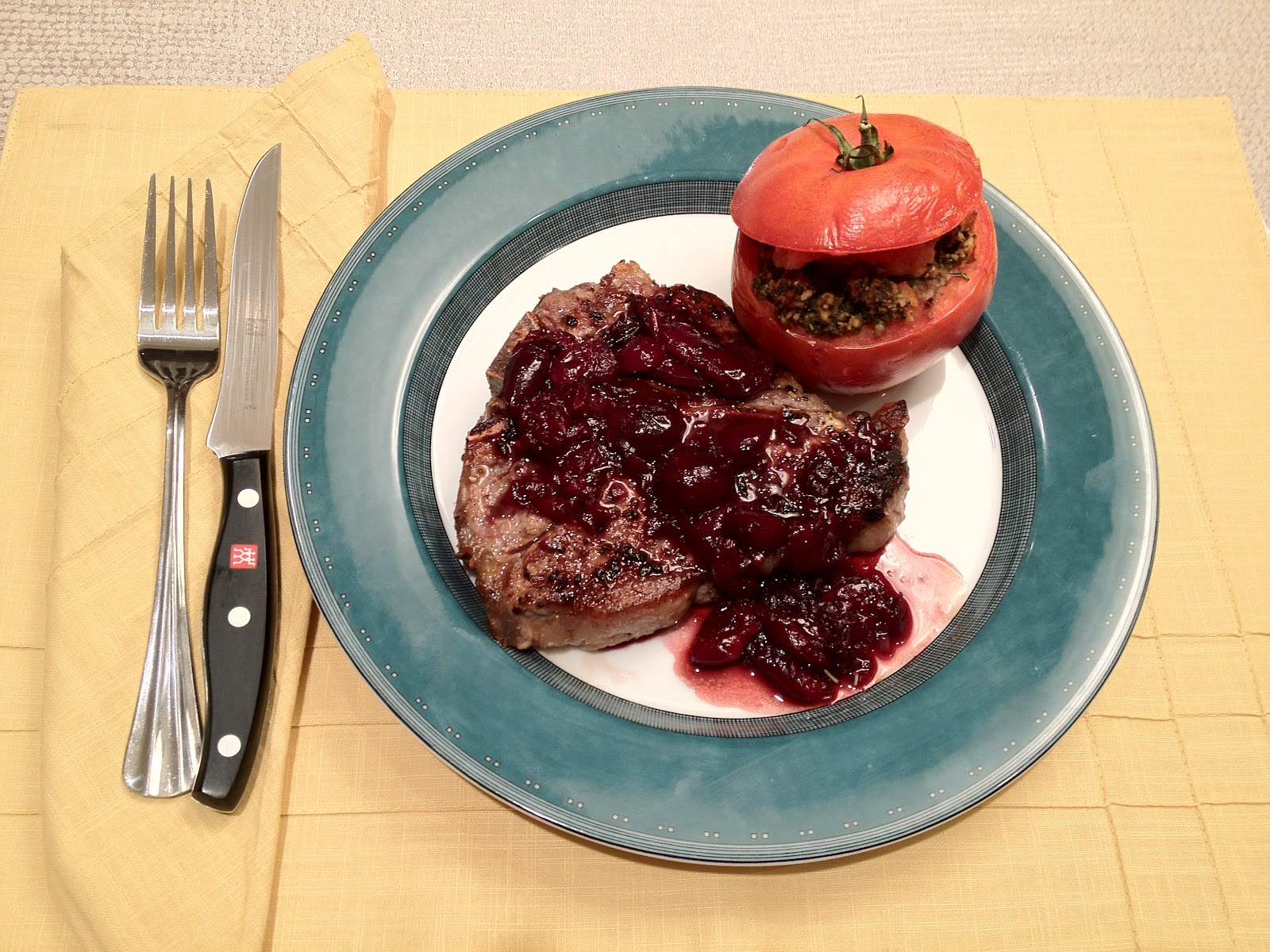 A Drinkable Feast Veal Chops with Fresh Cherry Madeira Sauce and
