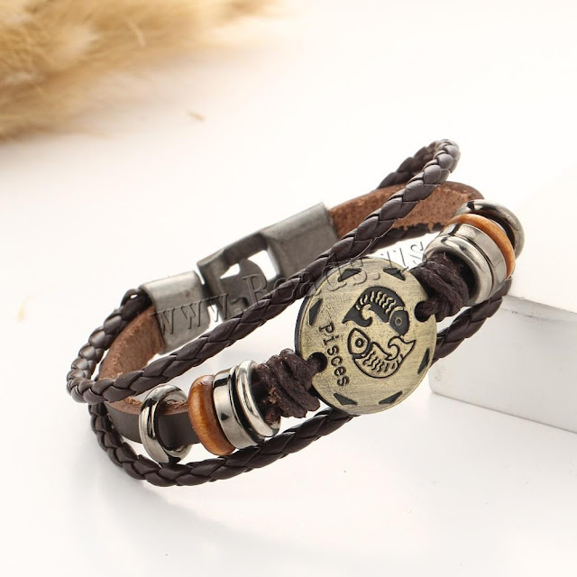 Zodiac Horoscope Leather Constellations Bracelet