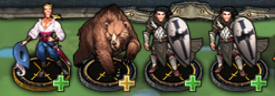 Yraen, Bear and two Squires
