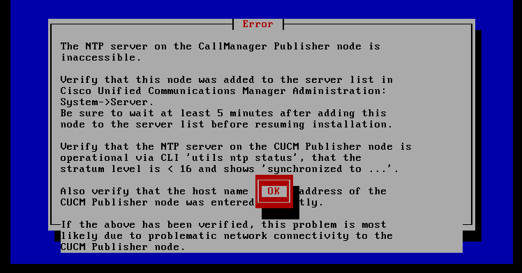 NetSysHorizon: NTP Server on Call Manager publisher mode is inaccessible /  NTP unsynchronised in cucm