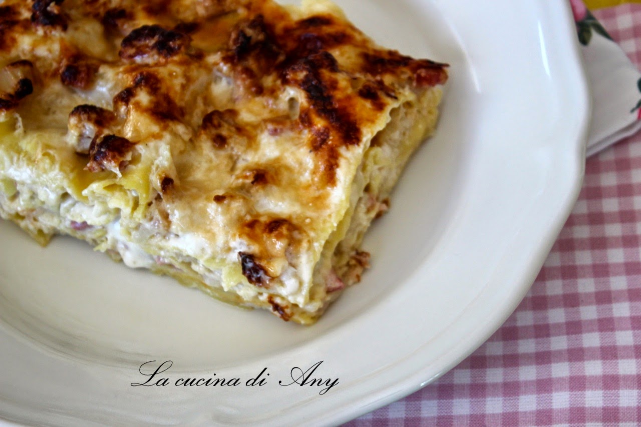 La cucina di Any Lasagna con cavolfiore e pancetta Lasagna cu