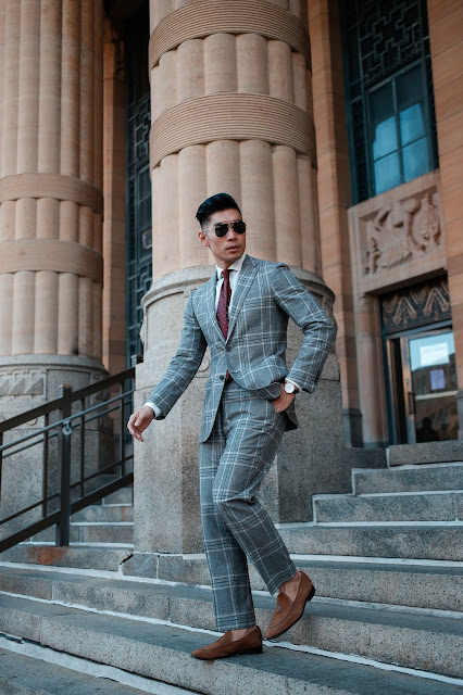 Leo Chan wearing Burgundy Tie for Fall Wedding Look | Asian Male Model and Blogger