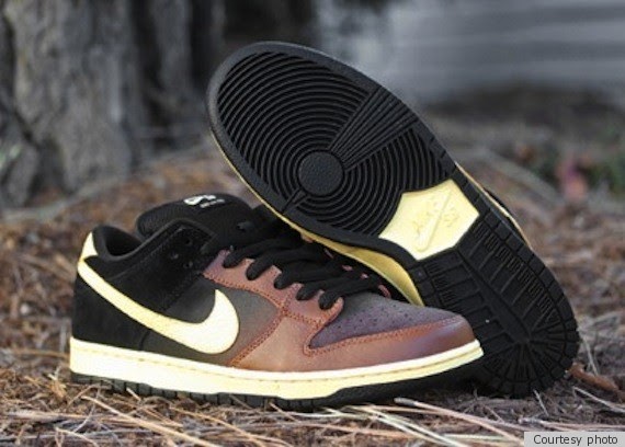 tan black and white nike