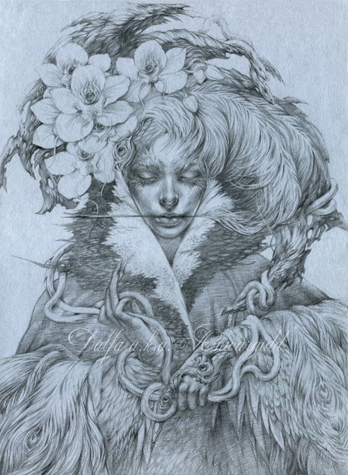 13-Orchids-Snakes-Olga-Anwaraidd-Drawings-Fantasy-Portraits-Imaginary-Characters-www-designstack-co
