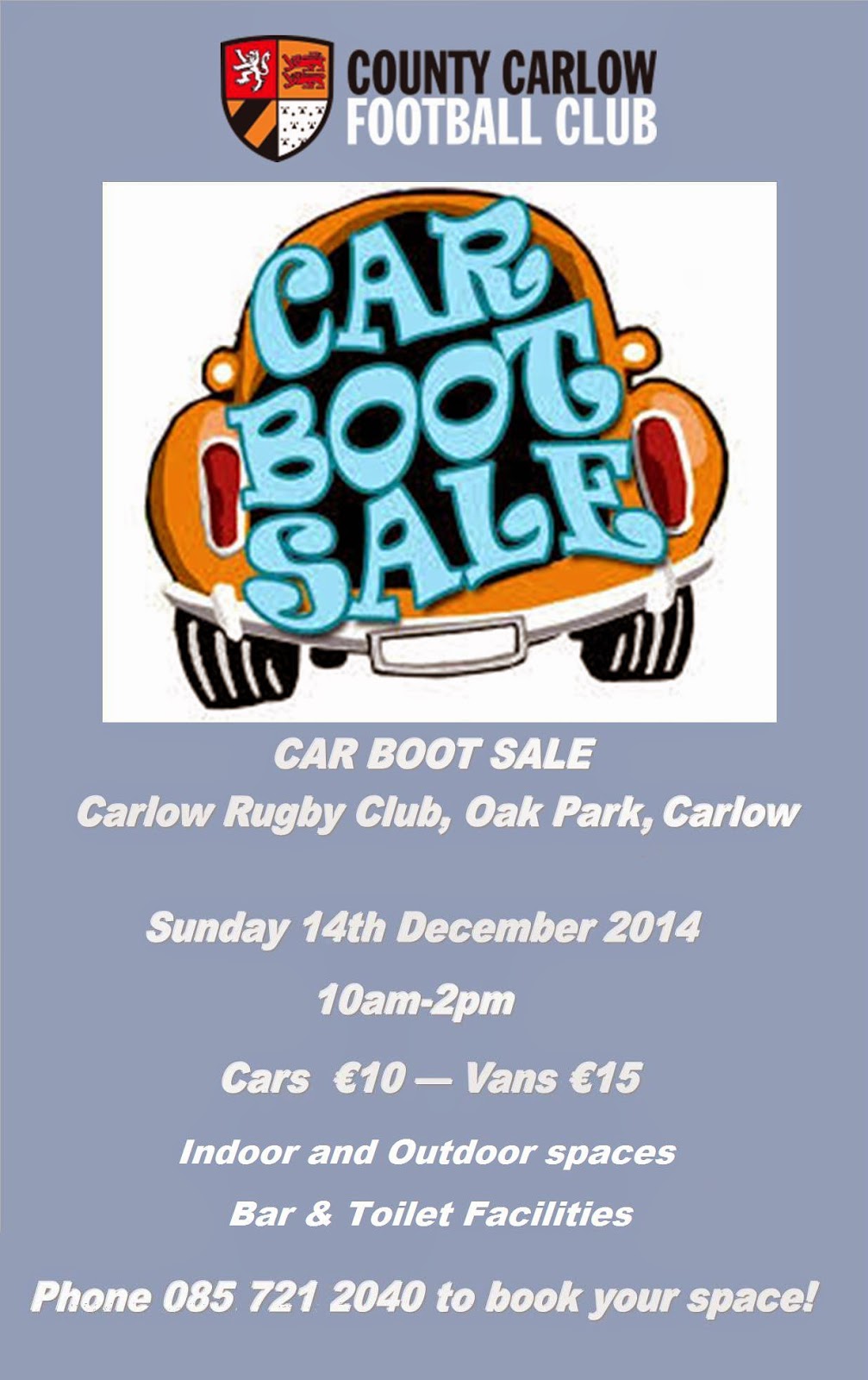 Collect Ireland Carlow Rugby Club Car Boot Sale Sunday 14th December