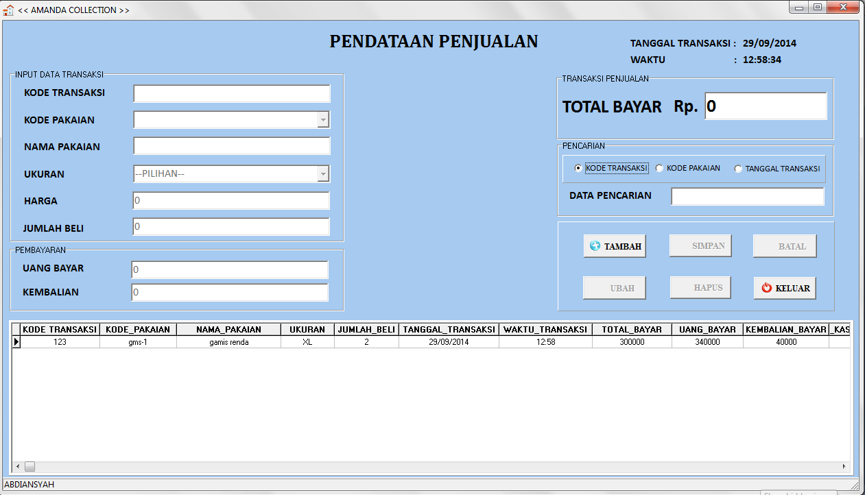 Contoh Database Toko Pakaian Rasmi Re