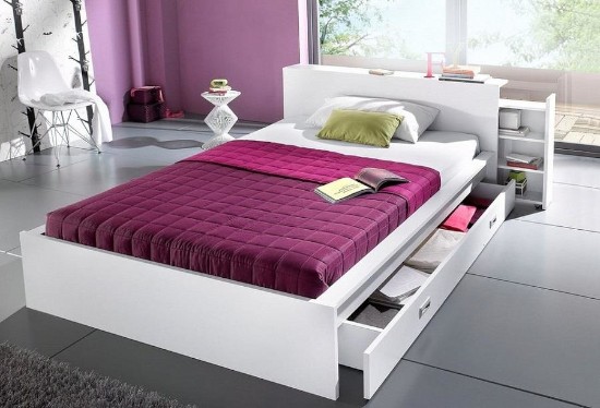 desain inspiratif tempat tidur dengan lemari di bawahnya