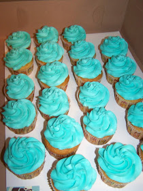 Cake-A-Licious: Cupcake Birthday Cake - Teal & Yellow w/Matching Cupcakes