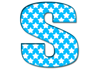 Abecedario Azul con Estrellas Blancas. Blue Alphabet with White Stars.