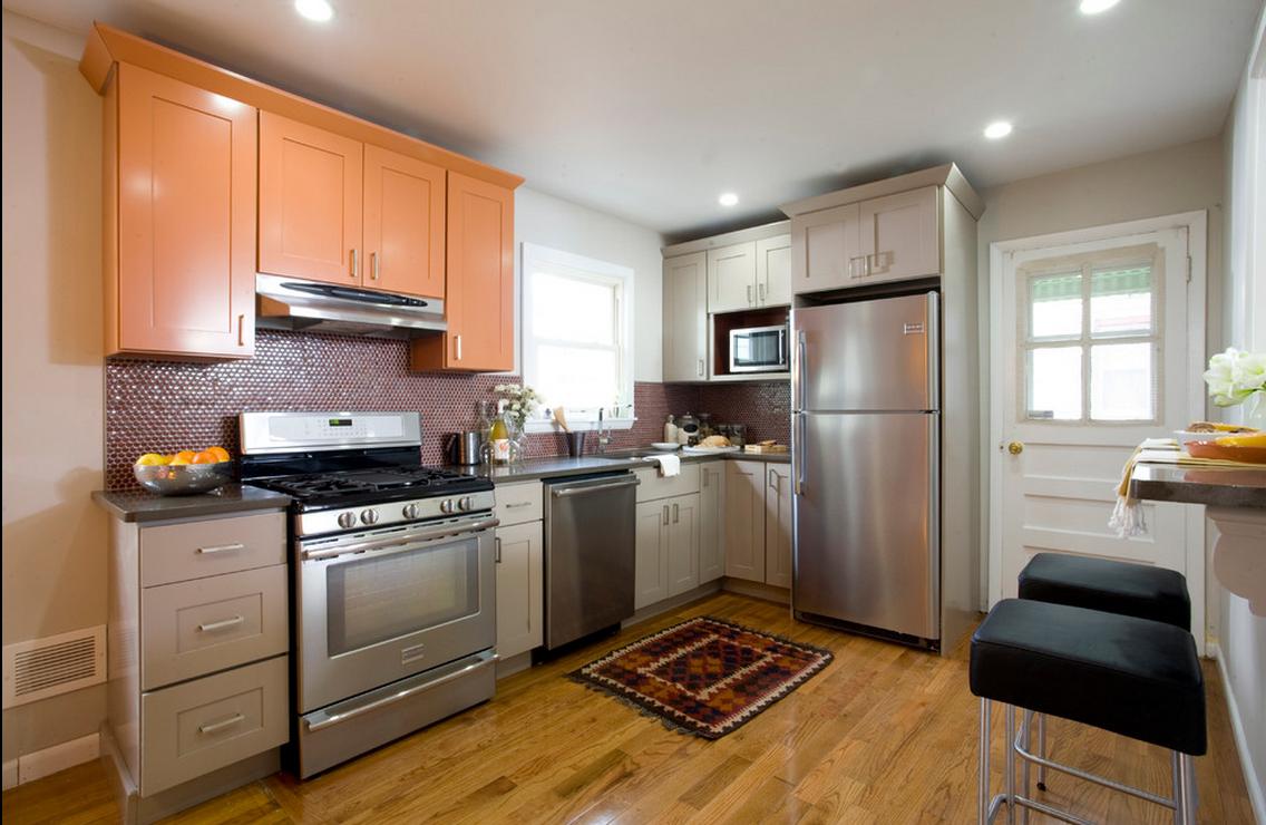 Delorme Designs GRAY AND ORANGE KITCHEN