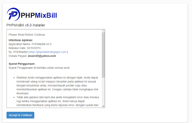 Halaman instalasi phpmixbill