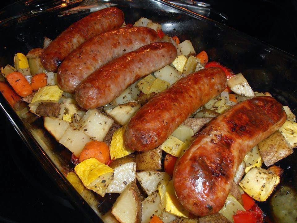 Diabetic Enjoying Food BAKED SAUSAGE AND VEGGIES